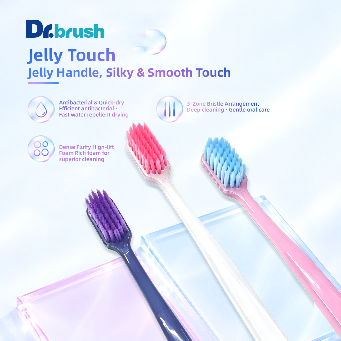 Smooth Handle Translucent Jelly Toothbrush B716